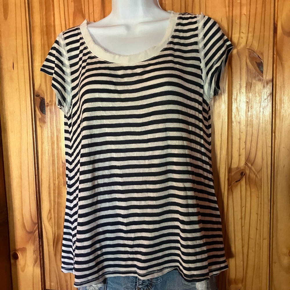 Jolt Blue Striped Lace Back Top
